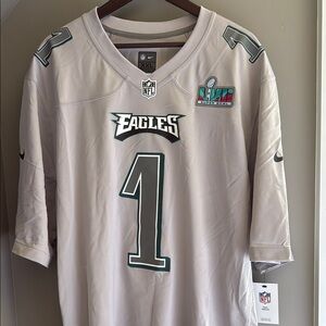 (NEW) Nike Philadelphia Eagles Super Bowl LVII Gray Jersey - Hurts